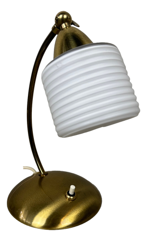 Vintage Brass and Opaline Table Lamp, 1950s