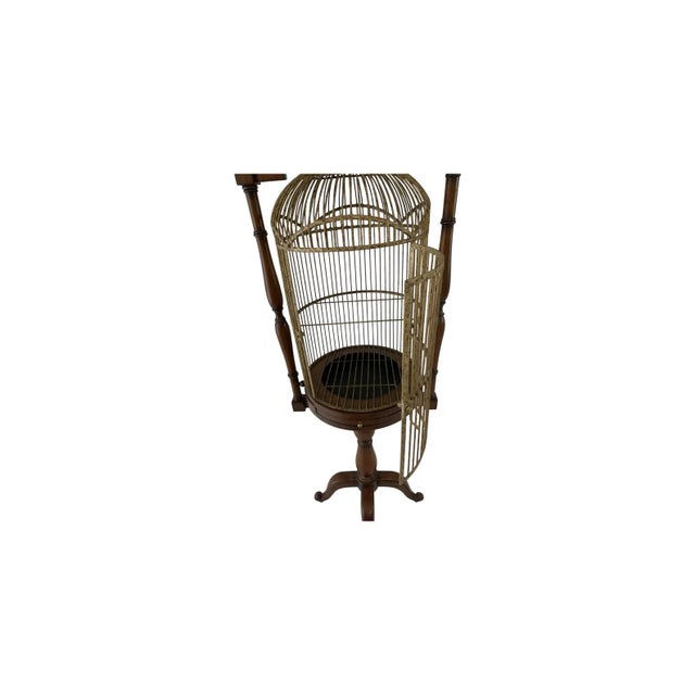 Campaign English Campaign Style Hanging Bird Cage H 70.75" For Sale - Image 3 of 11