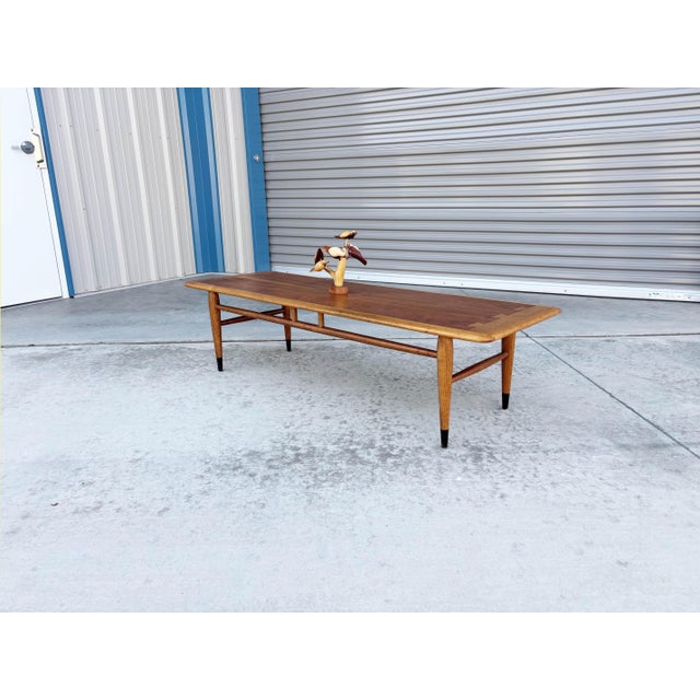 1960s 1960s Mid-Century Modern Lane "Acclaim" Walnut and Oak Surfboard Coffee Table For Sale - Image 5 of 10