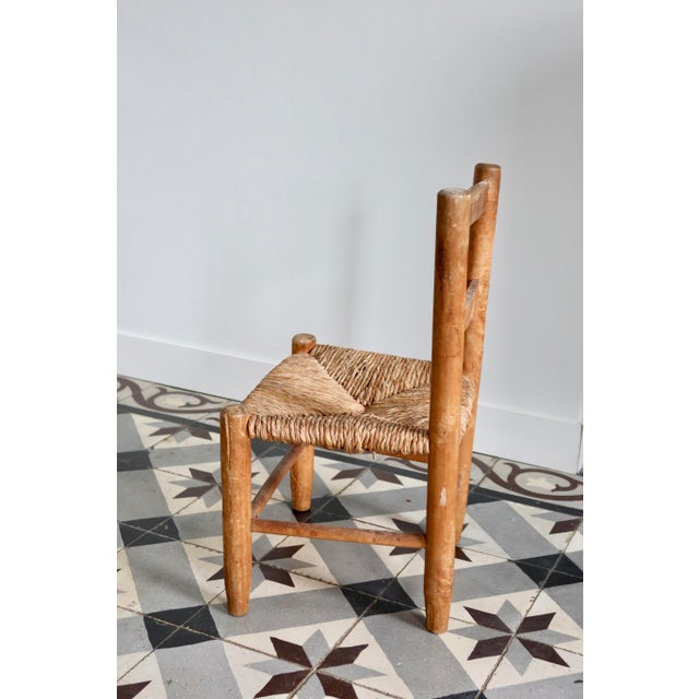 1970s Antique Children's Chair in Wood with Straw Seat, 1970s For Sale - Image 5 of 10