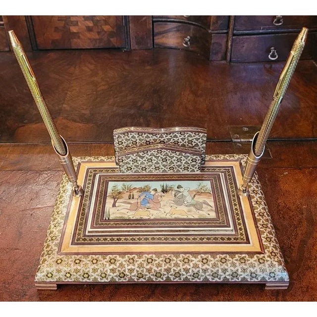 Wood Persian Desk Set With Khatam Mosaic For Sale - Image 7 of 9