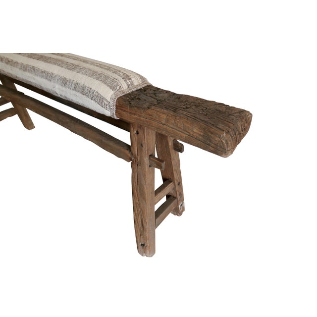 Farmhouse Fragments Identity Antique Hardwood Bench For Sale - Image 3 of 6