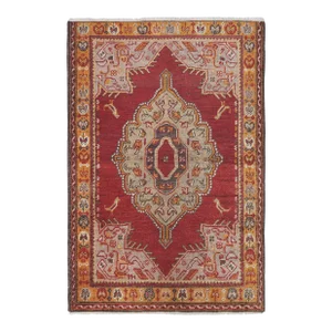 Vintage Burnt Orange Turkish Rug Mat 3' X 4'4"