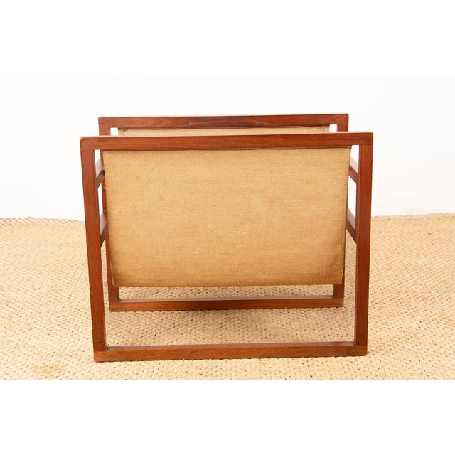1960s Danish Magazine Rack in Teak and Linen by Henning Wind-Hansen for Sika Møbler, 1960s For Sale - Image 5 of 12