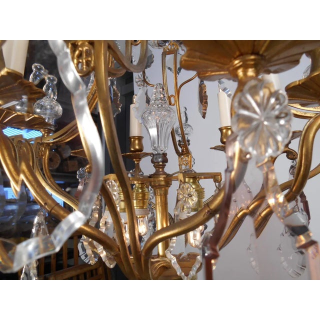 Bronze 1920s French Bronze and Crystal Chandelier For Sale - Image 8 of 13