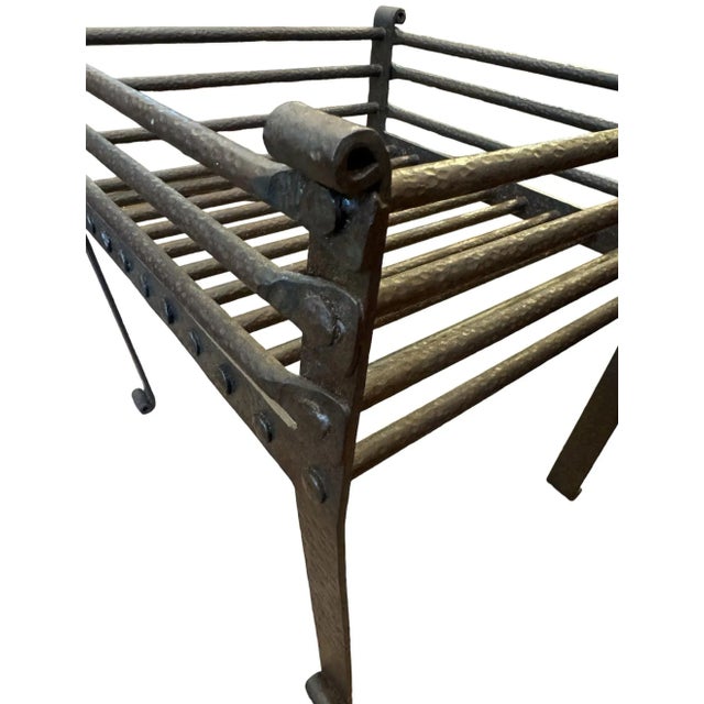 Late 19th Century Spanish Style Hand-Forged Hammered Iron Fireplace Grate For Sale - Image 5 of 6