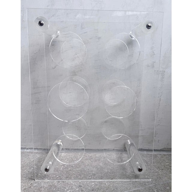Contemporary Vintage Postmodern 1980s Clear Plexiglas/Lucite 6-Bottle Wine or Champagne Rack, Holder For Sale - Image 3 of 12