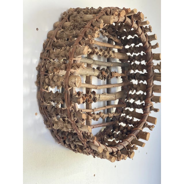 Farmhouse Large Vintage Handmade Twig Basket or Tray For Sale - Image 3 of 8