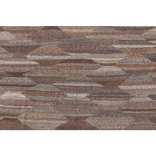 Natural Brown Color-Tone Flat-Weave Kilim by Keivan Woven Arts 6'9 X 9'9 For Sale - Image 4 of 13