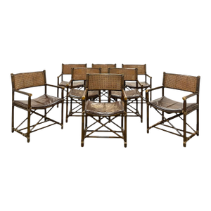 Vintage McGuire San Francisco Bamboo & Caned Director’s Chairs, 1960s–70s, Set of 8