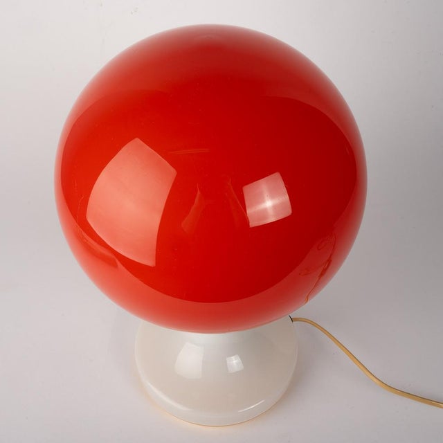 Red and White Glass Table Lamp For Sale - Image 4 of 7
