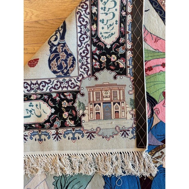 Mid-20thCentury Tabriz Pictorial Rug A Celebration of Love Poetry & Courtly Life For Sale - Image 16 of 17