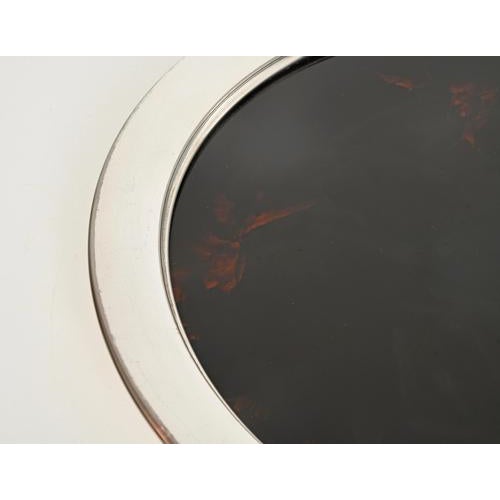 Brown Silver-Plated and Tortoiseshell Acrylic Glass Serving Tray or Centerpiece from Dior, 1970s For Sale - Image 8 of 12