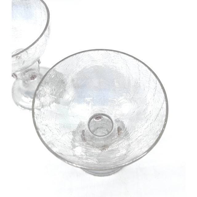 1900 - 1909 Art Nouveau Bohemian Iridescent Craquelé Glass Goblets attributed to Kralik, 1900, Set of 2 For Sale - Image 5 of 11