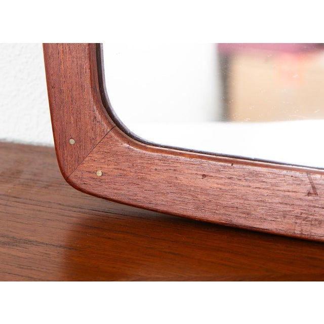 Mid Century Danish Modern Mirror Wall Hanging Bathroom Solid Teak Abstract MCM For Sale - Image 9 of 12