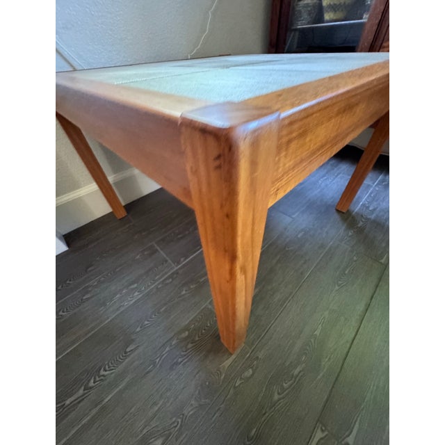 Gangsø Møbler Mid Century Danish (Gangso Mobler) Teak & Relief-Carved Tile End/ Coffee Table For Sale - Image 4 of 12