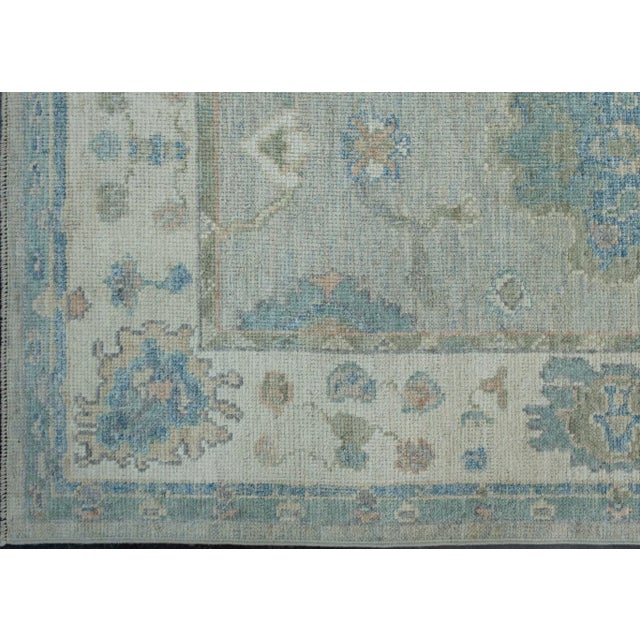 Blue & Gray Turkish Oushak Rug 3'10" x 5'10" For Sale - Image 4 of 9
