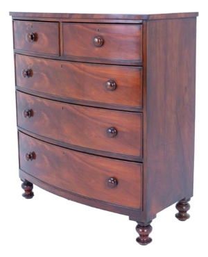 Victorian Mahogany Bow Front Chest of Drawers, 1860s