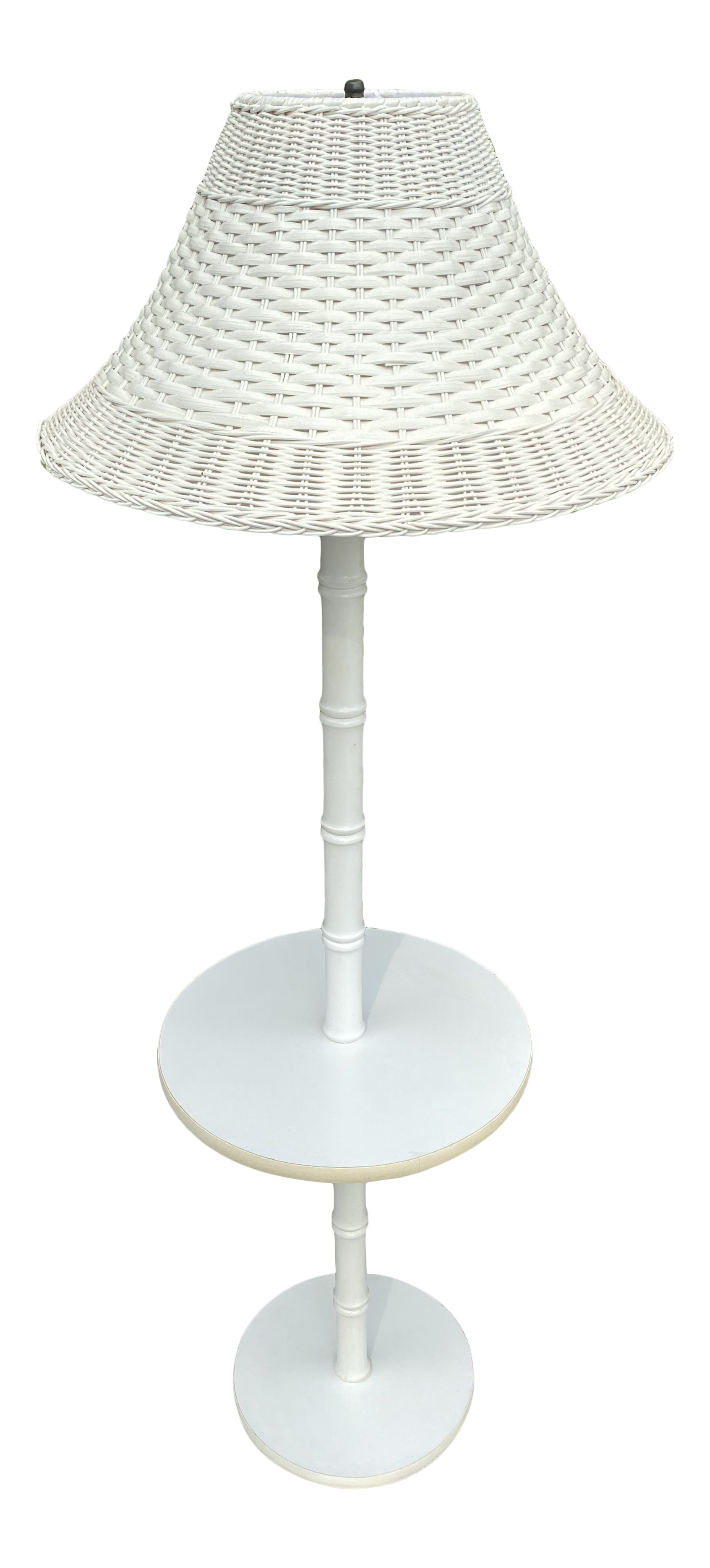 white wicker floor lamp