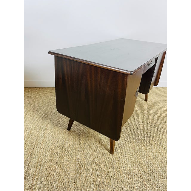 Black Vintage Double-Sided Mahogany Desk from Bühne Mignon Möbel, 1960s For Sale - Image 8 of 11