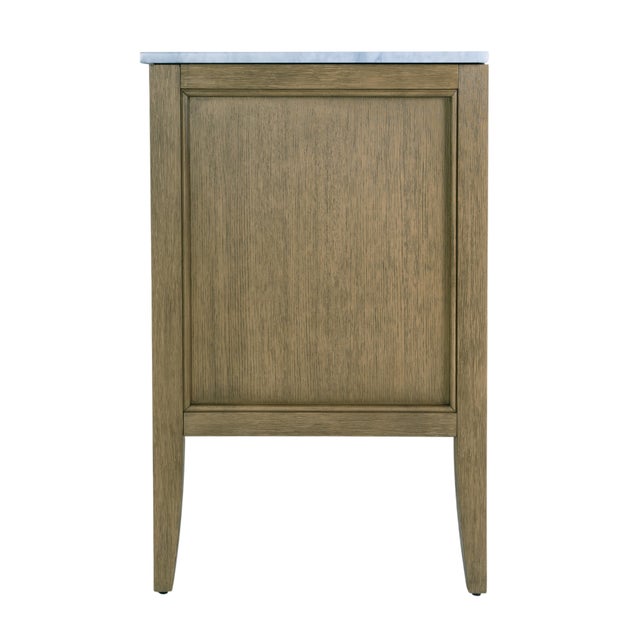 Bristol 60 in. W Marble and Wood 4 Drawer Ribbed Bathroom Vanity, Medium Oak For Sale In Chicago - Image 6 of 9