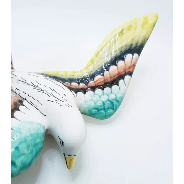 White Large Ceramic Majolica Wall Bird For Sale - Image 8 of 14