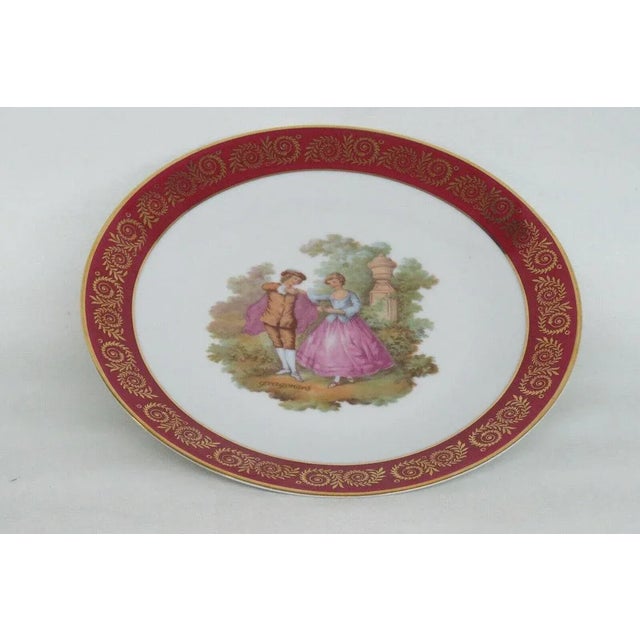 Limoges Fragonard Courting Scene Cameo French Porcelain Decorative Plate For Sale - Image 9 of 11