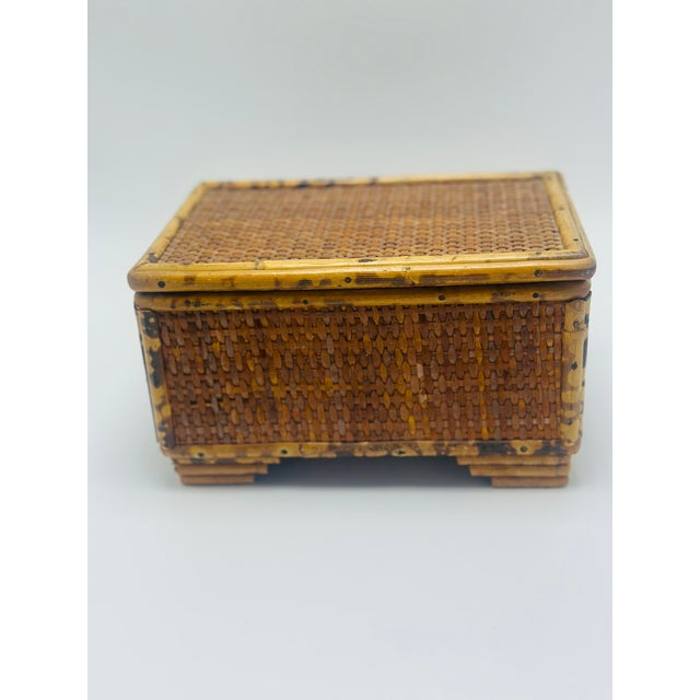 English Vintage Bamboo Decorative Box For Sale - Image 3 of 9