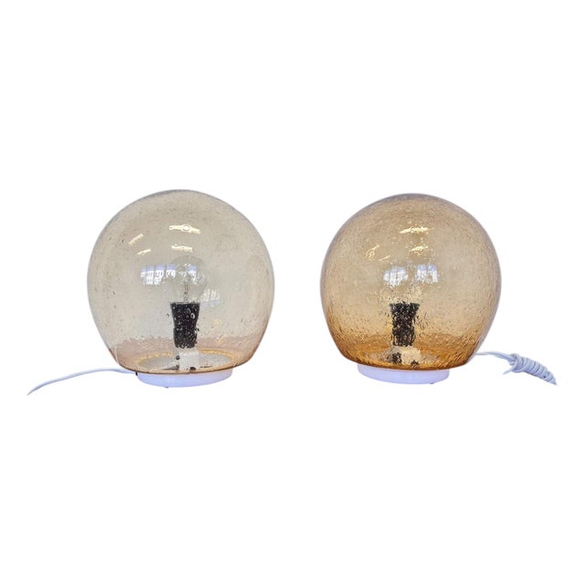 Mid-Century Modern Artglass Table Lamps, 1980s, Set of 2 For Sale