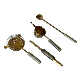 Vintage 24-Karat Gold-Plated Cocktail Set from Guzzini, Italy, 1970s, Set of 4 For Sale
