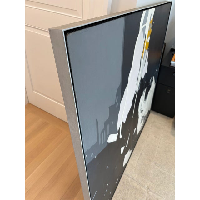 Neil Anderson, Large Abstract Figural Hard Edge Op Art Oil on Canvas Painting in Dark Neutrals For Sale - Image 10 of 11
