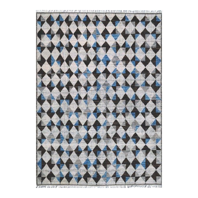 10 X 13 Contemporary Moroccan-Style Wool Rug in Beige With Abstract Design For Sale