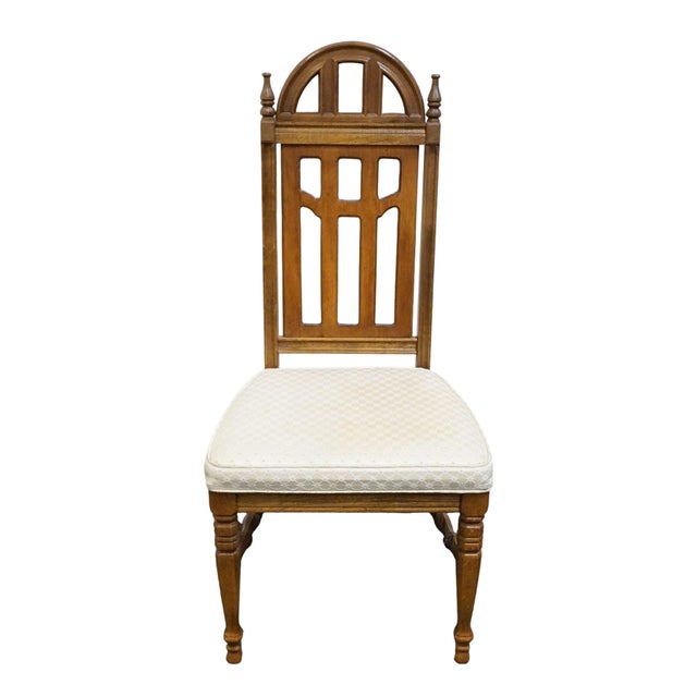Mediterranean Bassett Furniture Centuria Collection Solid Pecan Mediterranean Style Dining Side Chair 429-42-481 For Sale - Image 3 of 10