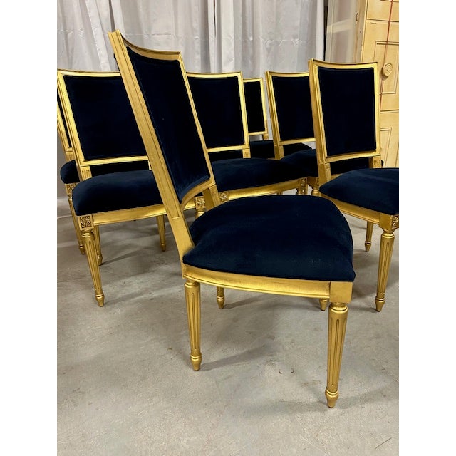 21st Century Louis XVI Style Gold Gilded Ethan Allen Chairs, Set of 8 For Sale - Image 9 of 16