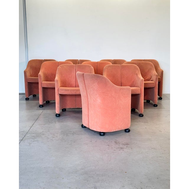 Set of 10 80s armchairs, fabric, removable shell, special rotating feet