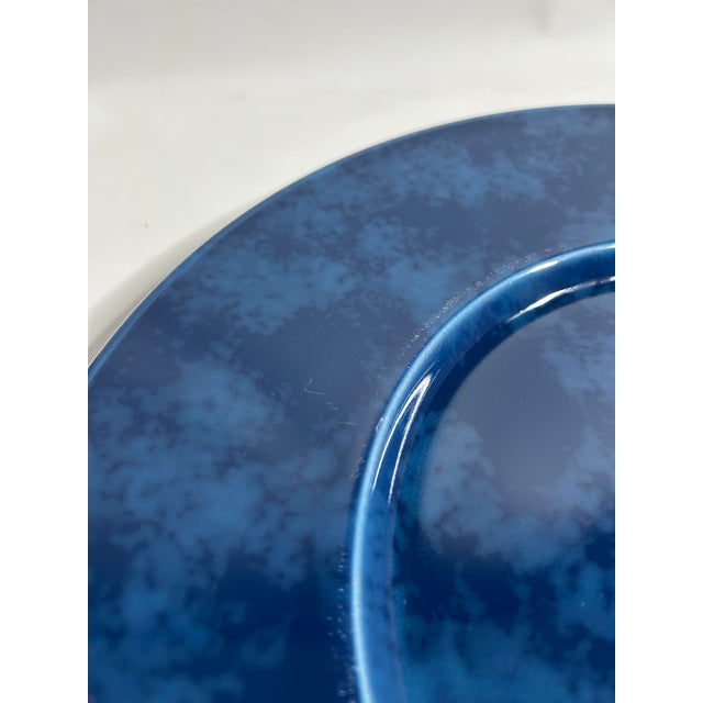 Traditional 1990s Christofle Blue Marble Porcelain Service Plate - Set of 12 For Sale - Image 3 of 8
