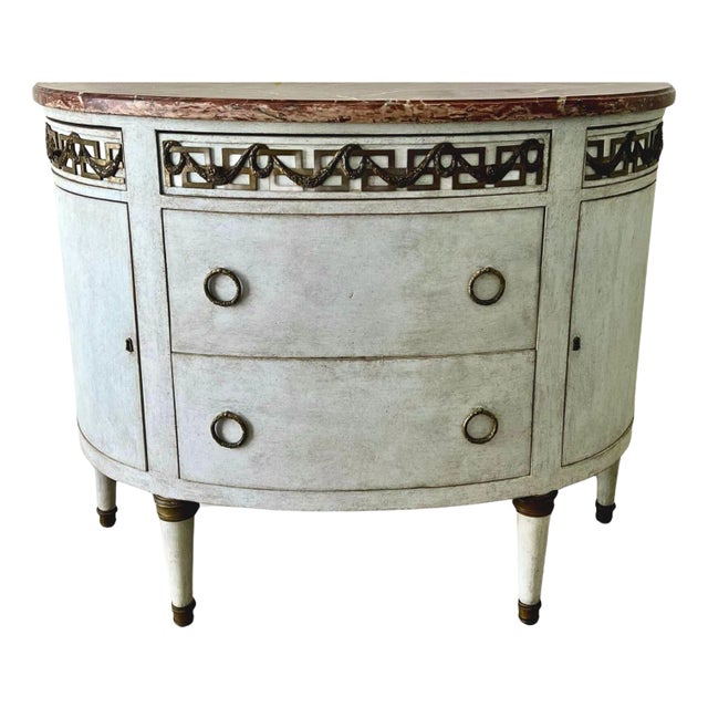 19th Century Swedish Gustavian Demi-Lune Commode For Sale