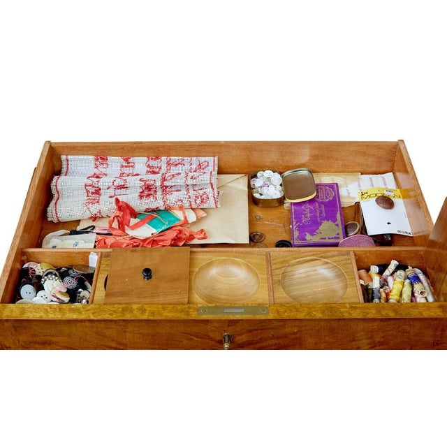 Antique Birch Sewing Table with Contents, 1895 For Sale - Image 9 of 10