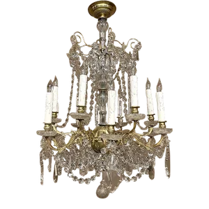 Antique French Louis XIV Brass & Crystal Chandelier