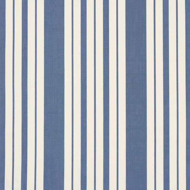 Transitional SAMPLE - Schumacher X Mark D. Sikes Markie Stripe Fabric In Indigo For Sale - Image 3 of 5