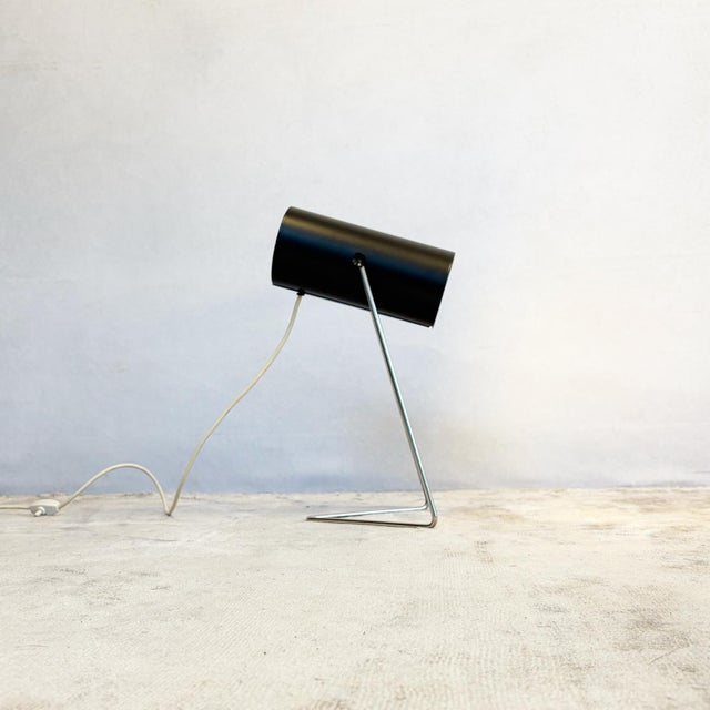 British Black Enamelled Steel Table and Wall Lamp by John Brown for Plus Lighting, 1960s For Sale - Image 10 of 10