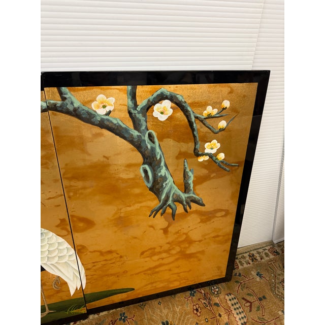 Design Plus Gallery presents a Set of Four (Quadriptych) Cranes in a Stream with a Japanese Design Style. In Japanese...