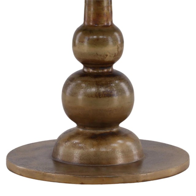 Mid-Century Modern Brass Finish Ball Stack Bistro Dining Table For Sale - Image 3 of 3