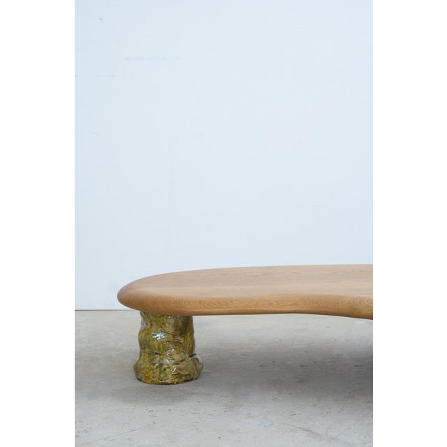 White Oak and Glazed Ceramic Coffee Table by Alexander Knysch For Sale - Image 13 of 15