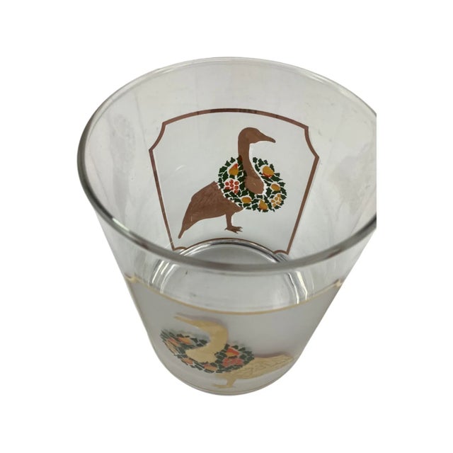Metal Set of 8 Vintage Culver Festive Geese Old Fashioned Glasses For Sale - Image 7 of 10