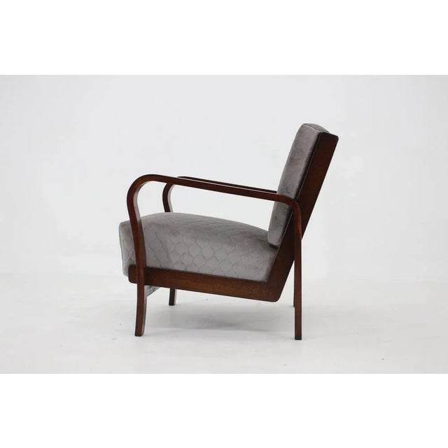 Art Deco Czechoslovakian Armchair, 1940s For Sale - Image 3 of 9