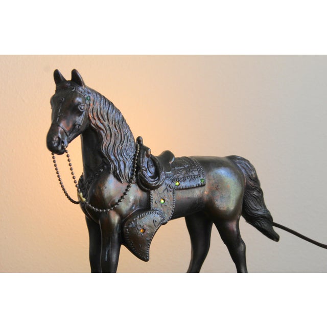 Vintage Mid-Century Western Horse Tv Lamp With Jeweled Saddle Accent, Circa 1950s–1960s For Sale - Image 4 of 13