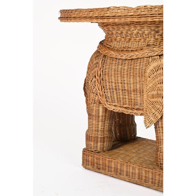 Large Rattan and Wicker Elephant Side Table from Vivai Del Sud, Italy, 1970s For Sale - Image 14 of 16