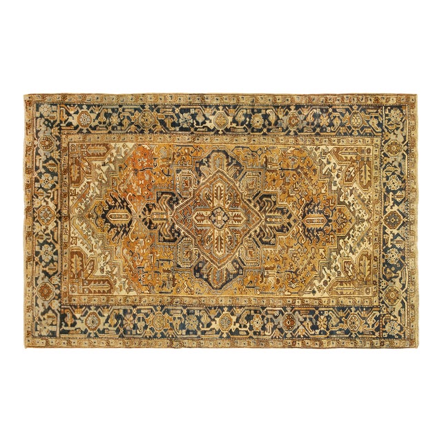 Vintage Persian Decorative Oriental Heriz Rug in Room Size For Sale
