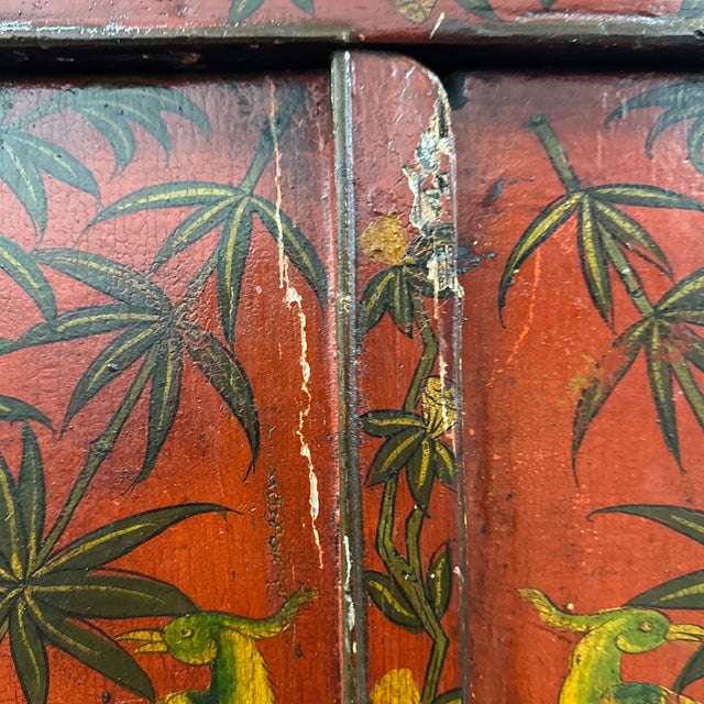 Chinoiserie Red Lacquer Storage Cabinet, Antique For Sale - Image 10 of 12